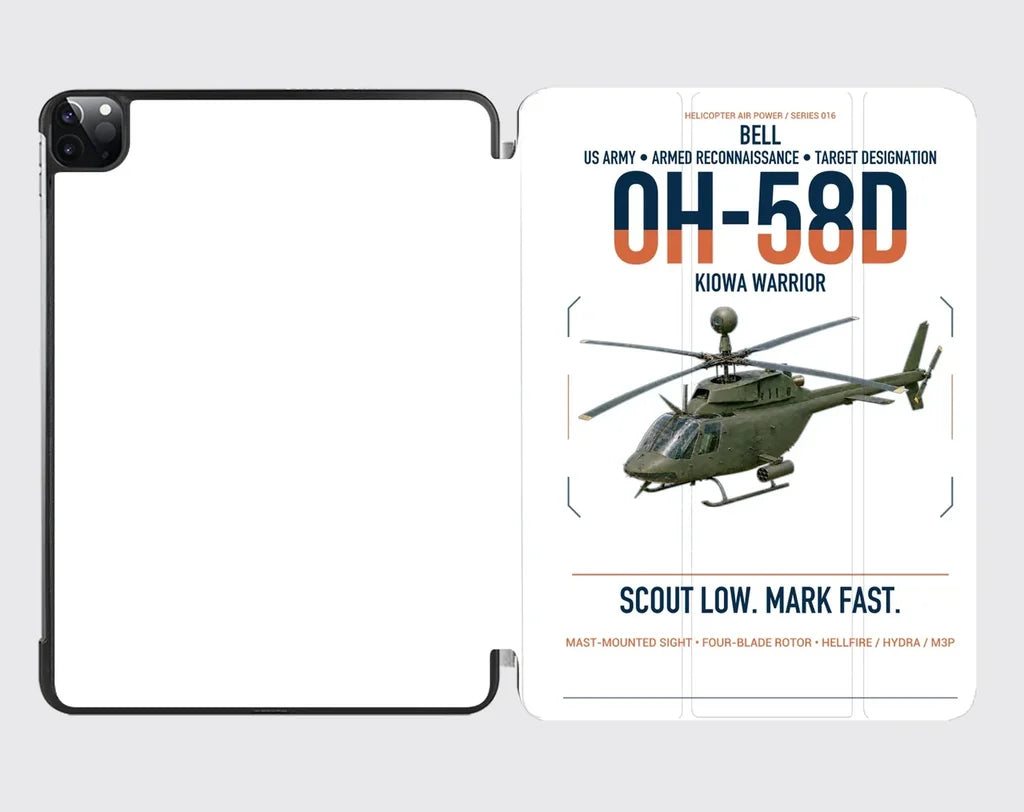 Bell OH-58D Kiowa Warrior design on white ipad tablet case