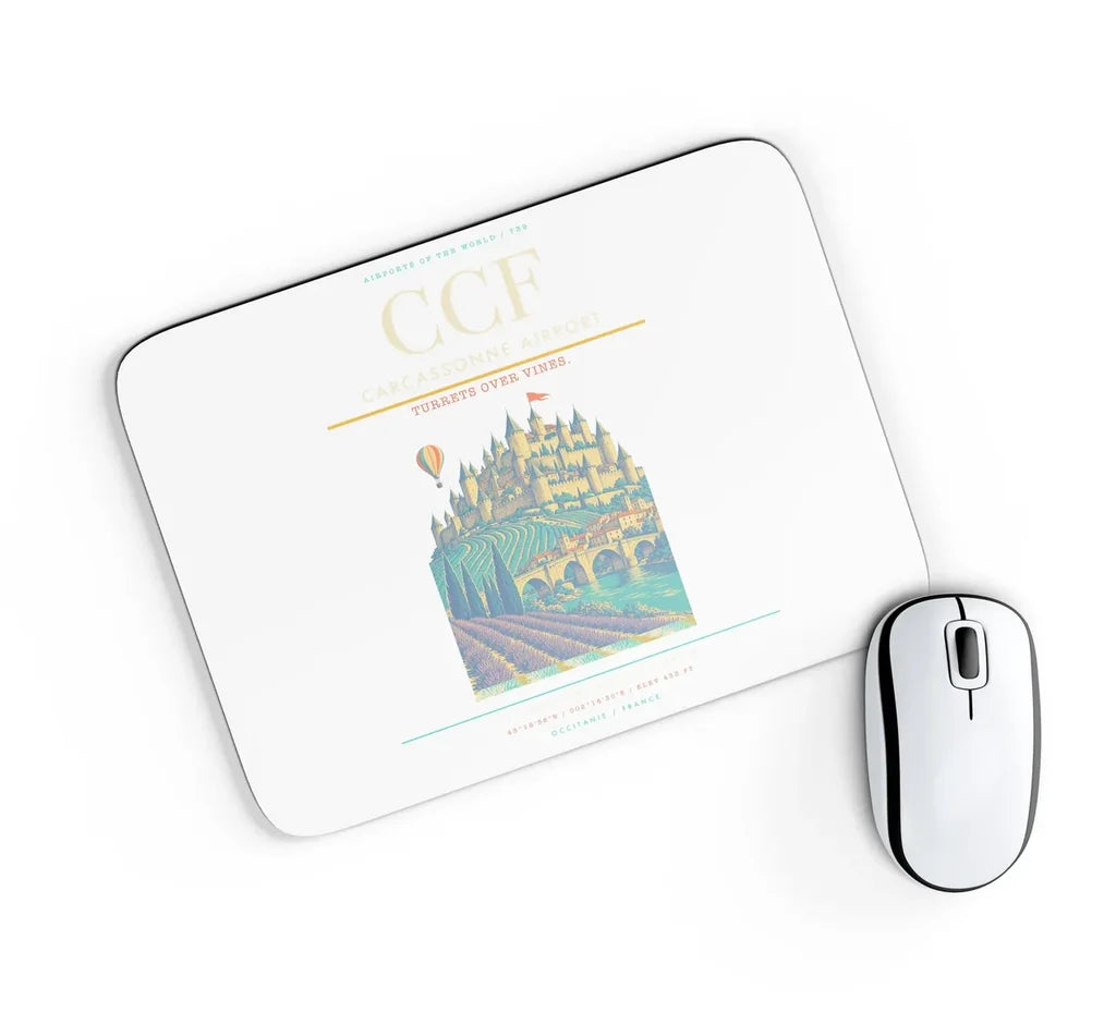 Carcassonne Airport CCF Mouse-Pad Rectangle - White