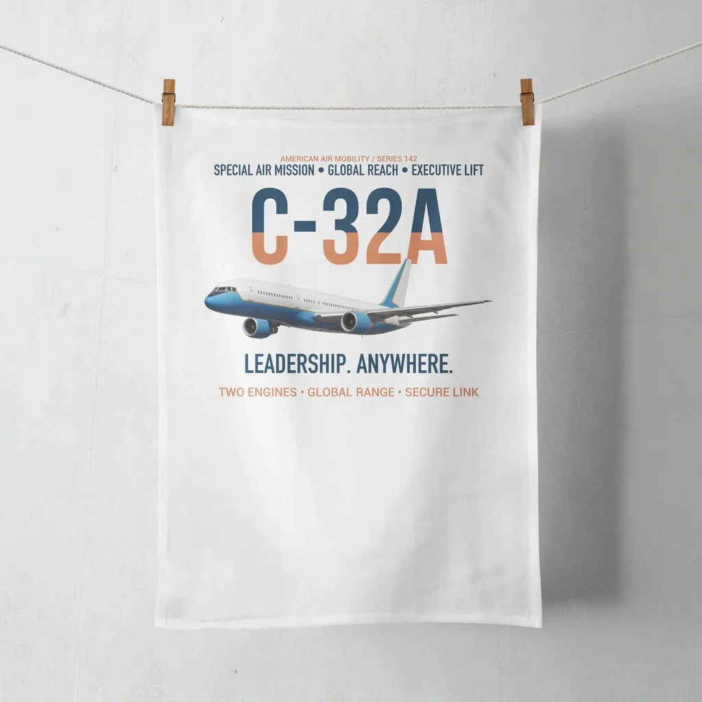 C-32A Air Force Two Global Reach design on white towel