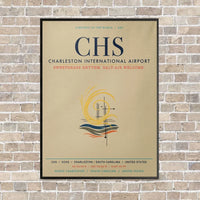 Thumbnail for Charleston International Airport CHS vertical canvas print - framed - beige background