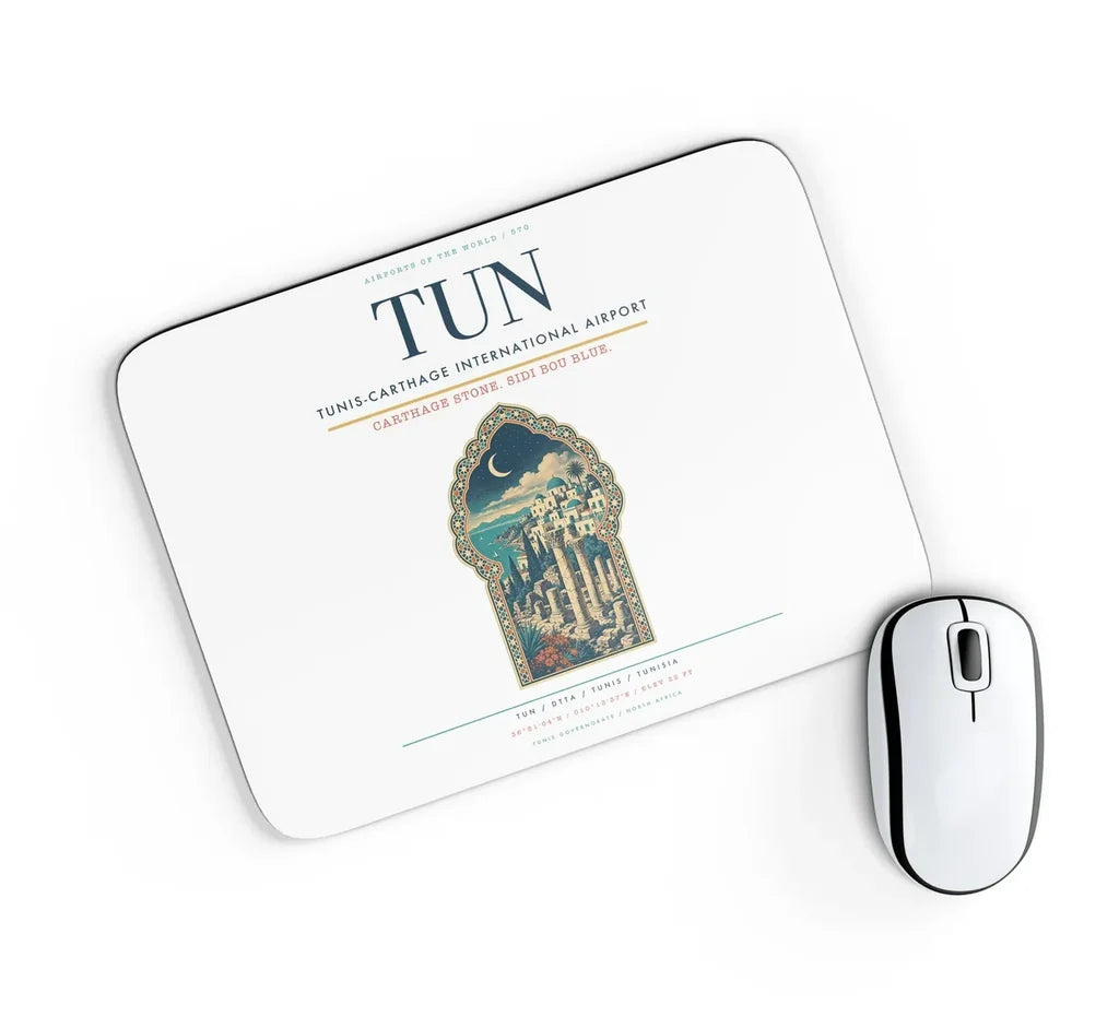 Tunis-Carthage International Airport (TUN) design on white rectangle mouse pad
