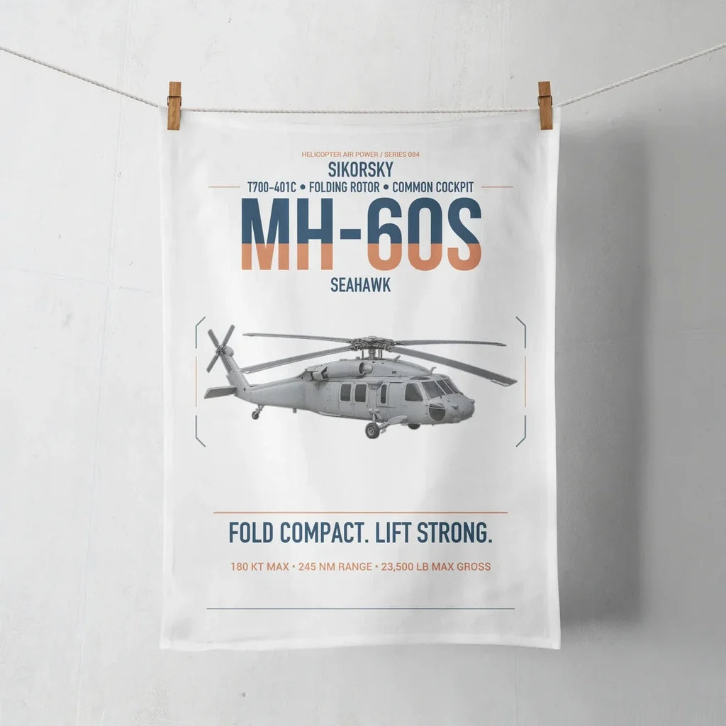 Sikorsky MH-60S Seahawk design on white towel