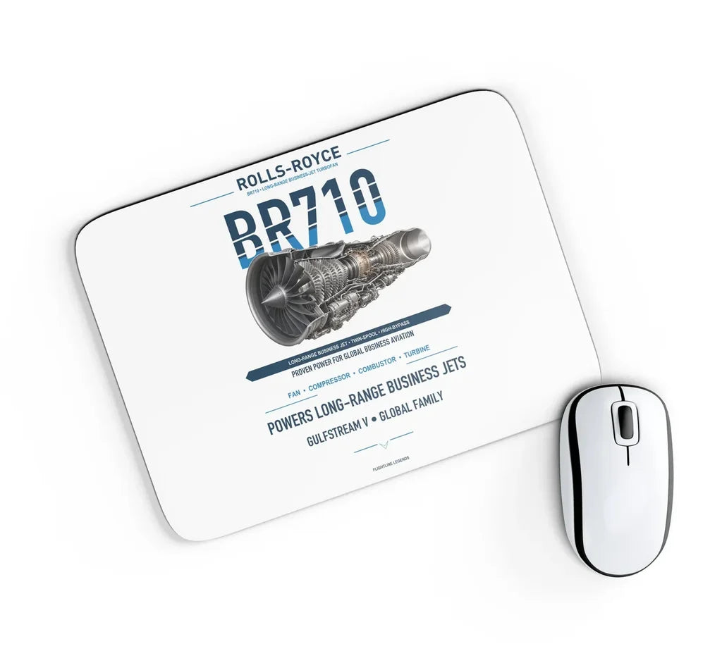 BR710 design on white rectangle mouse pad