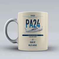 Thumbnail for Piper PA-24-250 Comanche 250 design on beige ceramic mug, double-side print