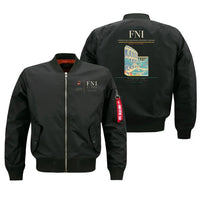 Thumbnail for Nîmes-Alès-Camargue-Cévennes Airport (FNI) design on black bomber jacket