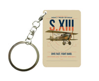 Thumbnail for SPAD S.XIII C.1 design on beige designed key chain, double-side print