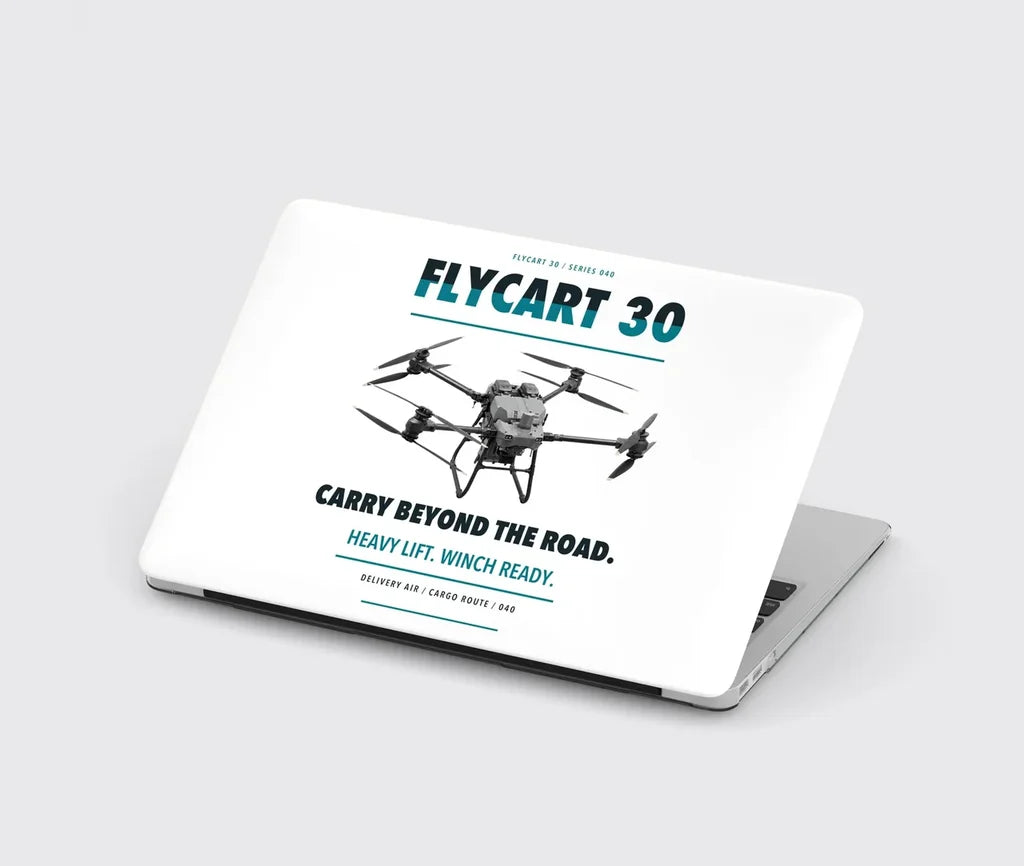 DJI FlyCart 30 design on white MacBook case