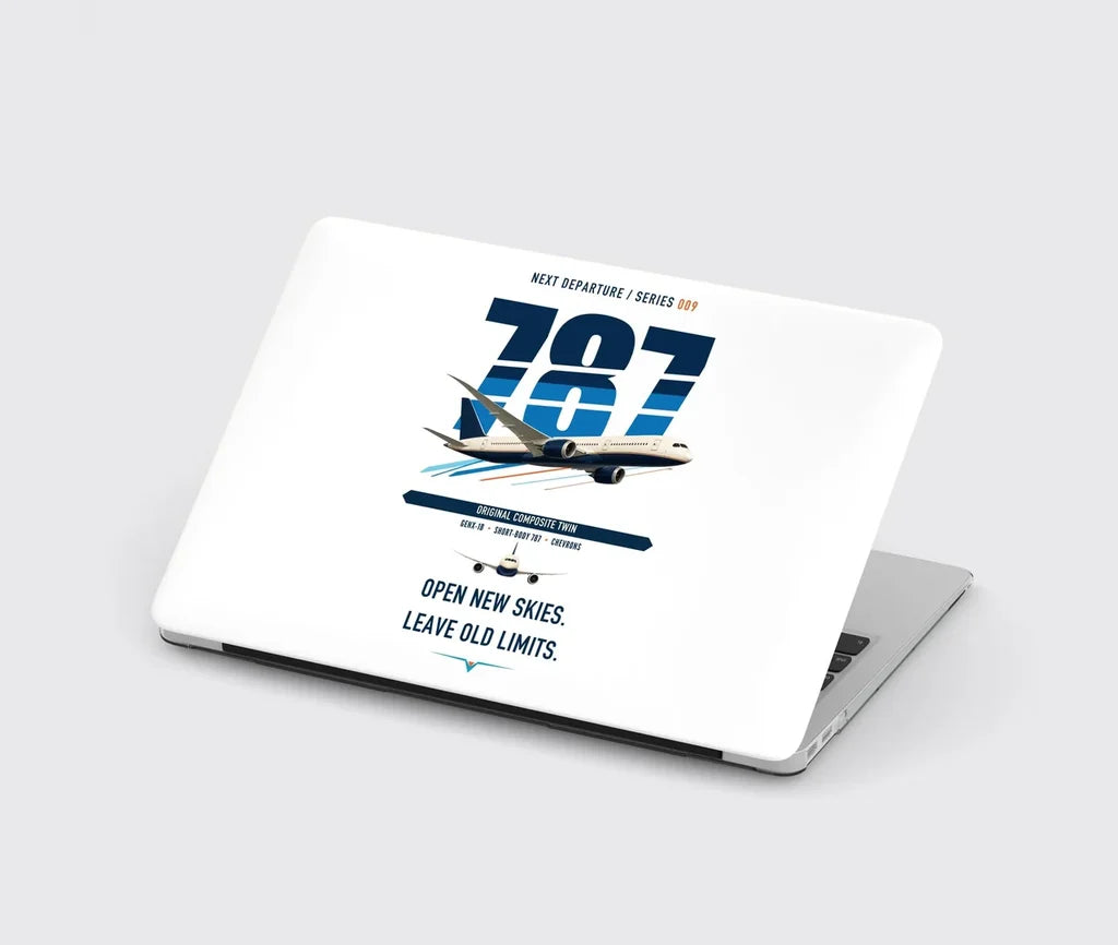 Boeing 787-8 Dreamliner design on white MacBook case