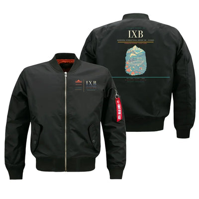 Bagdogra International Airport (IXB) design on black bomber jacket