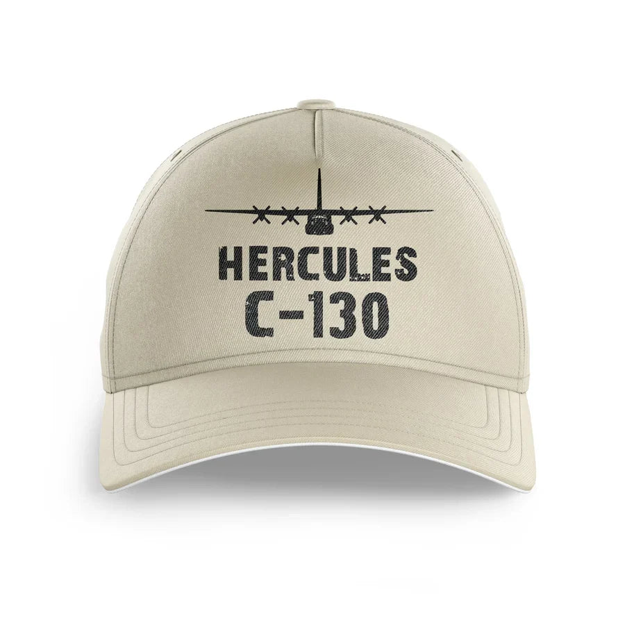 Military Transport Airplane C 130 printed hat - beige