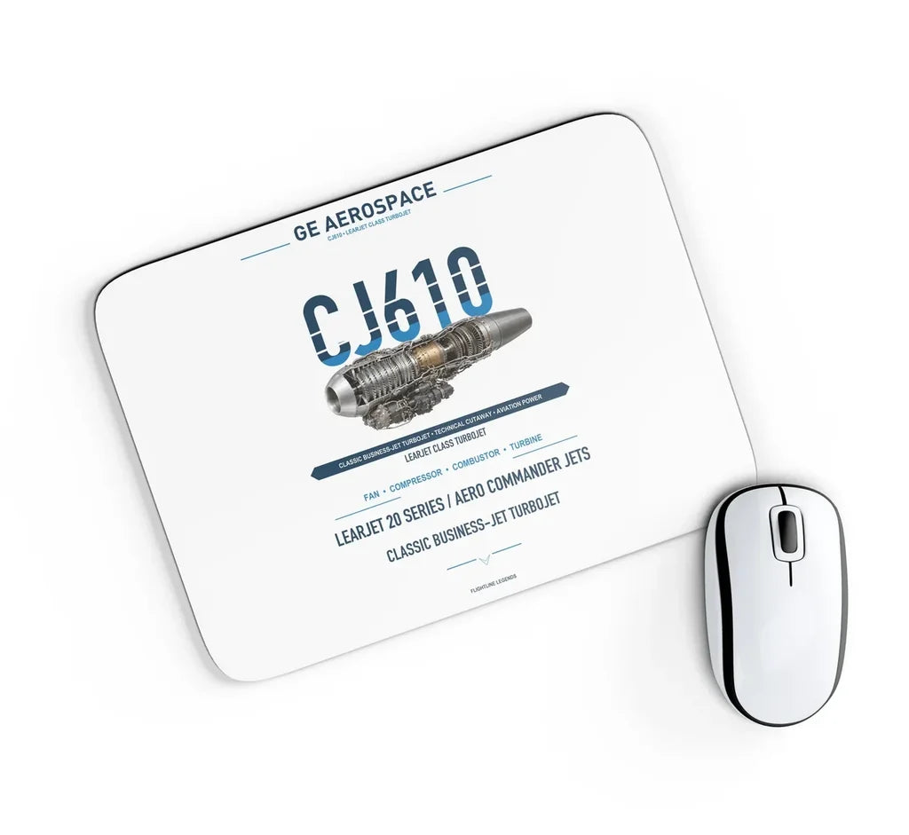CJ610 design on white rectangle mouse pad