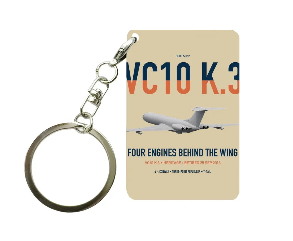 Vickers VC10 K.3 design on beige designed key chain, double-side print