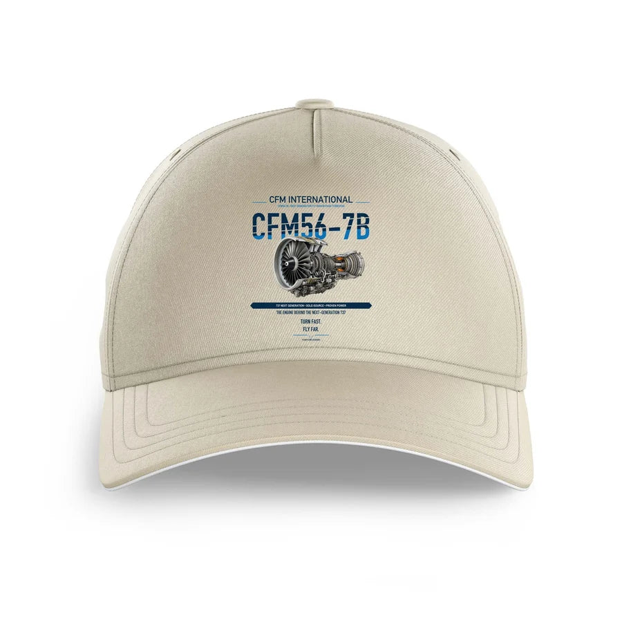 CFM56-7B design on beige printed hat