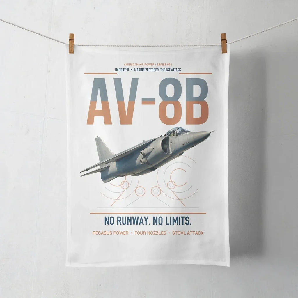 AV-8B Harrier II design on white towel