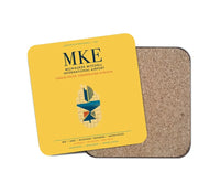 Thumbnail for Milwaukee Mitchell International Airport (MKE) design on yellow 1 piece coaster