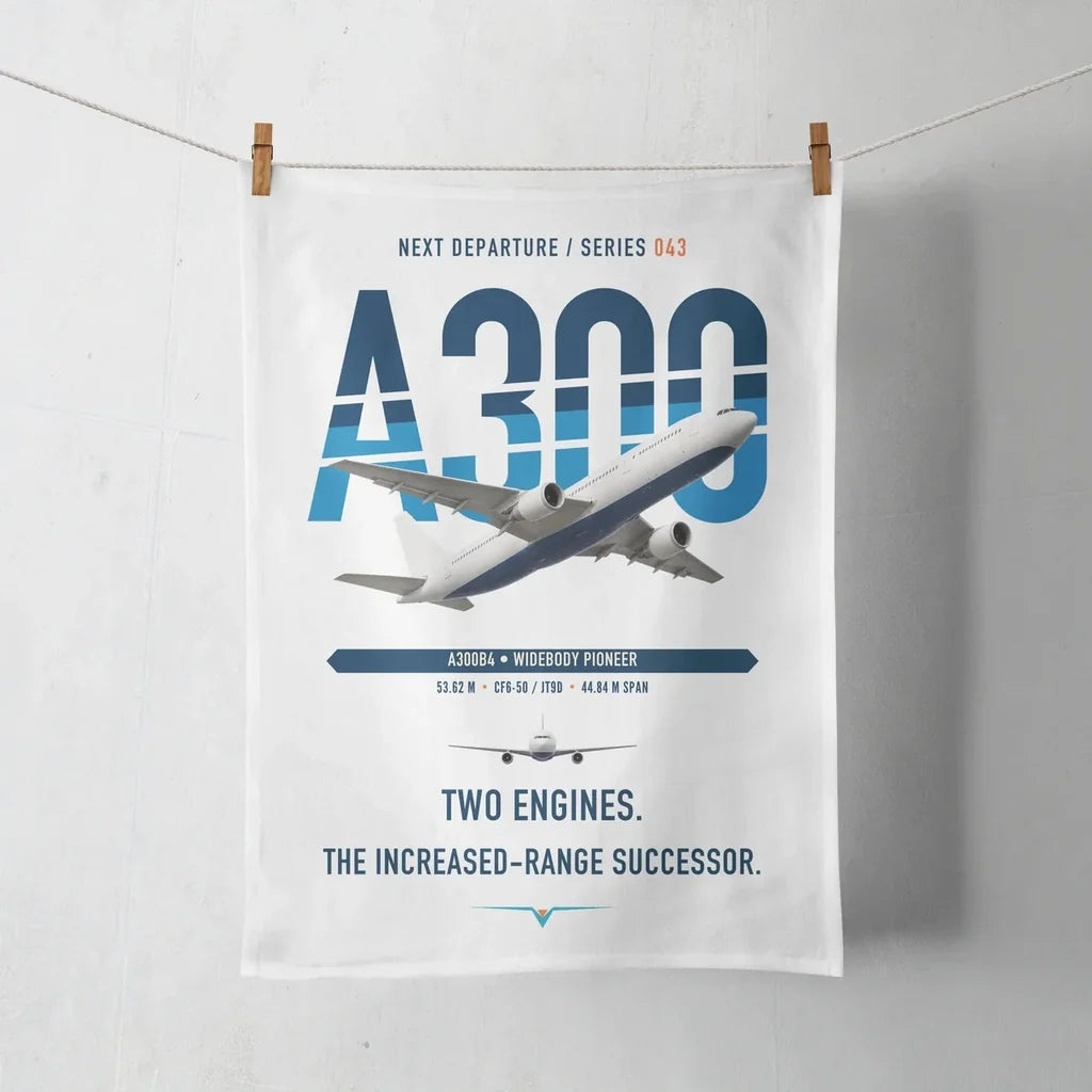 Airbus A300B4 design on white towel