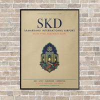 Thumbnail for Samarkand International Airport SKD vertical canvas print - framed - beige background