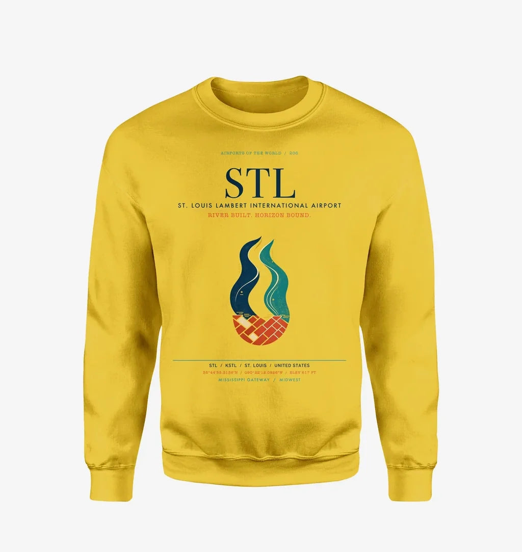St. Louis Lambert International Airport (STL) design on yellow sweatshirt