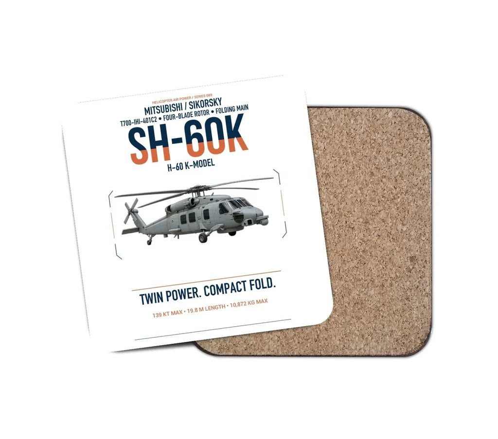Mitsubishi Sikorsky SH-60K design on white 1 piece coaster