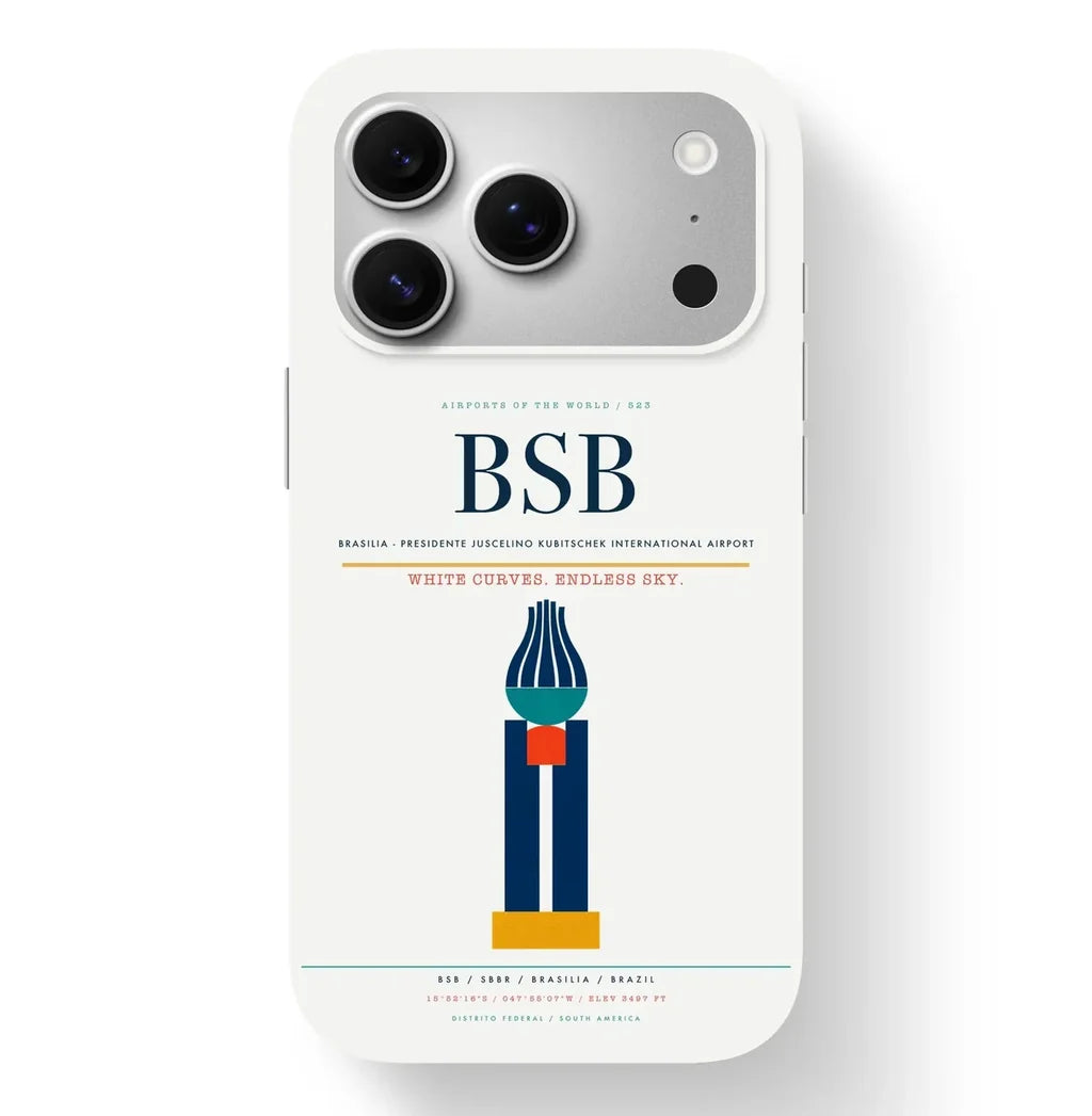 Brasilia Airport (BSB) design on white iPhone 17 Pro MagSafe case