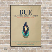 Thumbnail for Hollywood Burbank Airport BUR vertical canvas print - framed - beige background