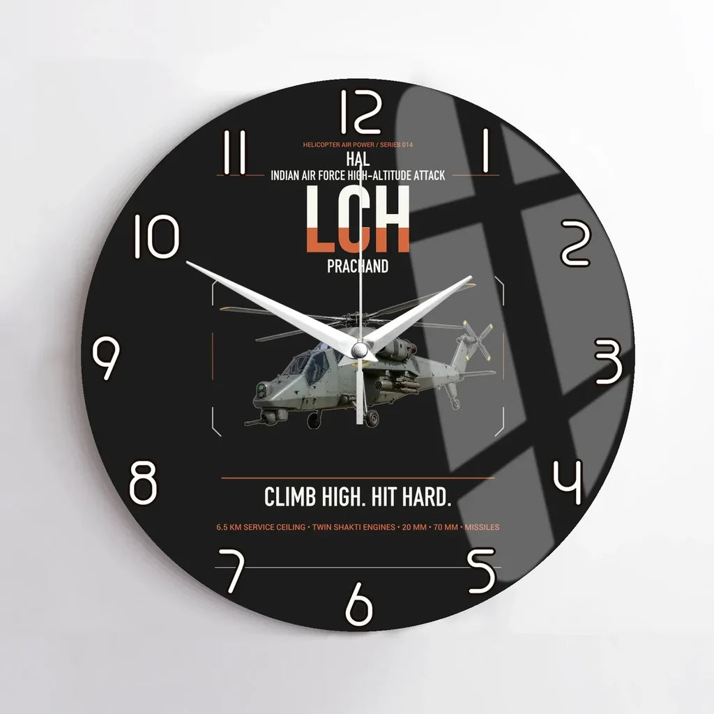 HAL LCH Prachand design on black no frame wall clock