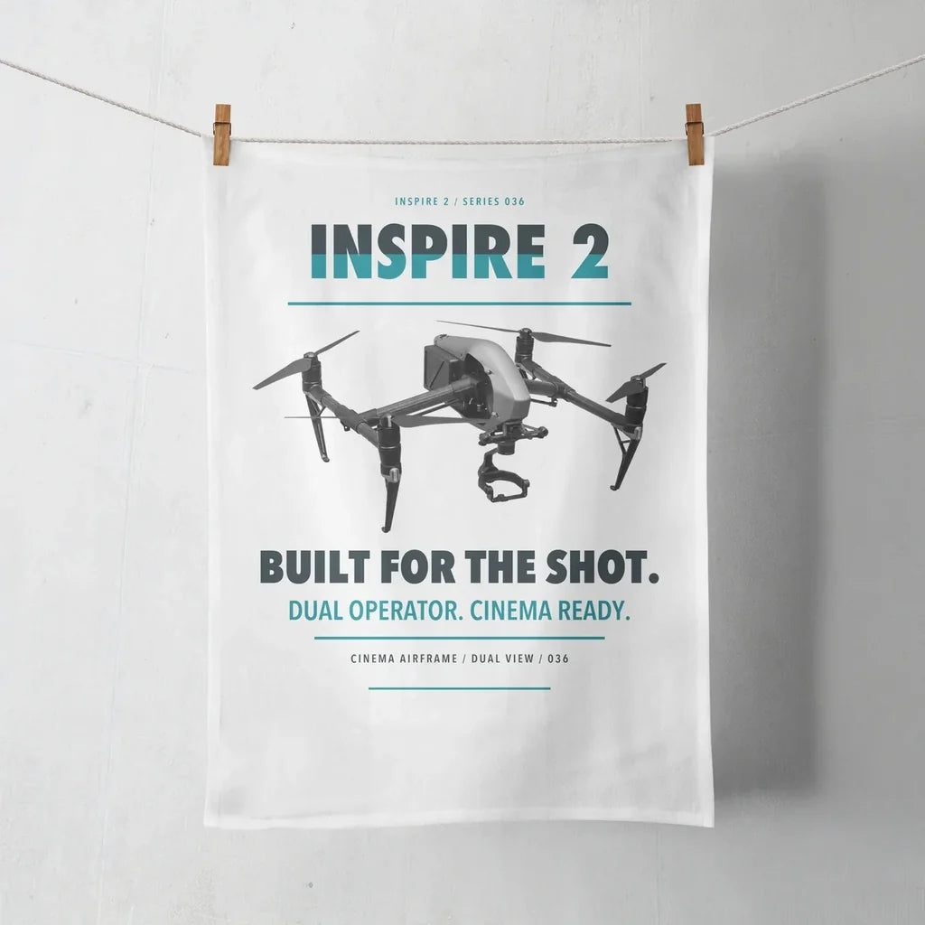 DJI Inspire 2 design on white towel