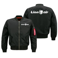 Thumbnail for Lion Air aviation design embroidered on black bomber jacket