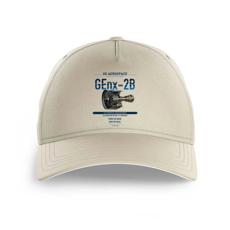 GEnx-2B design on beige printed hat