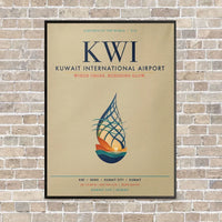 Thumbnail for Kuwait International Airport KWI vertical canvas print - framed - beige background