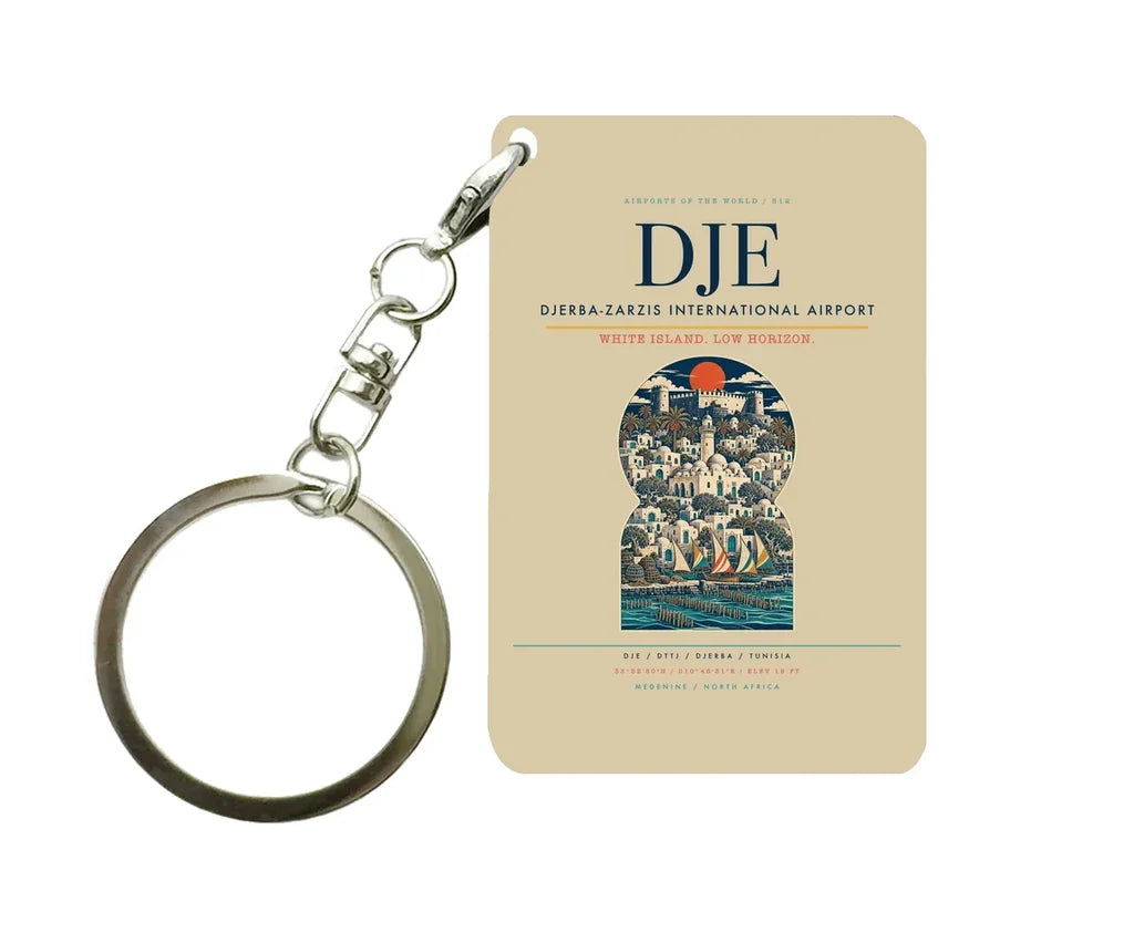 Djerba-Zarzis International Airport DJE Key Chain design on beige key chain
