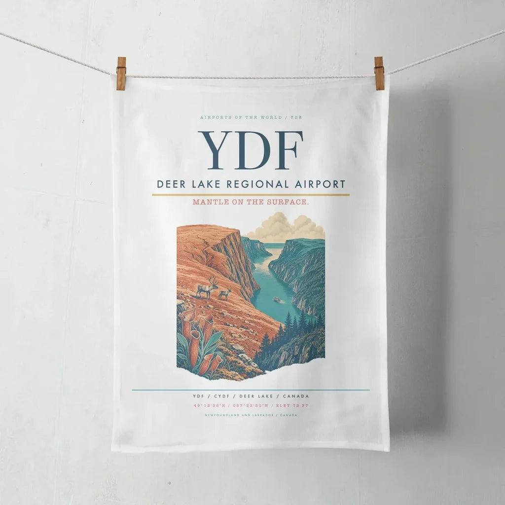 Deer Lake Regional Airport (YDF) design on white towel