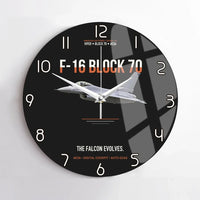 Thumbnail for F-16 Block 70 The Falcon Evolves design on black no frame wall clock