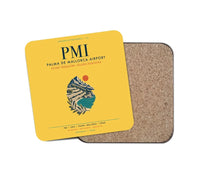 Thumbnail for Palma de Mallorca Airport (PMI) design on yellow 1 piece coaster
