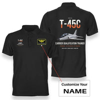 Thumbnail for T-45C Goshawk design on black+name double-side polo t-shirt, double-side print