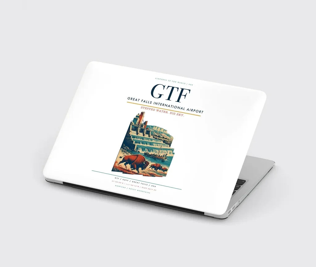 Great Falls International Airport (GTF) design on white MacBook case