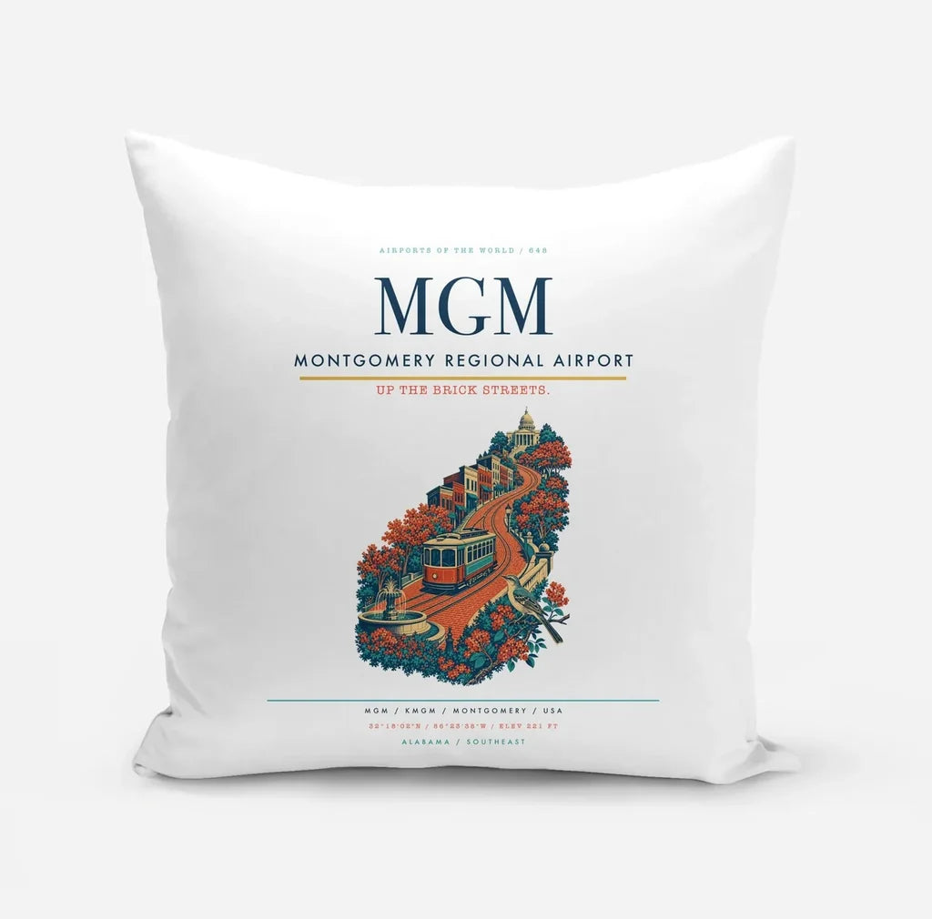 Montgomery Regional Airport (MGM) design on white pillow
