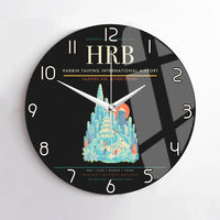 Thumbnail for Harbin Taiping International Airport (HRB) design on black no frame wall clock