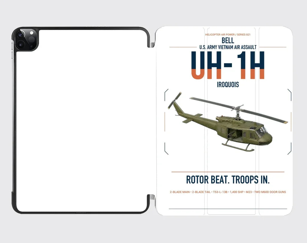 Bell UH-1H Iroquois design on white ipad tablet case