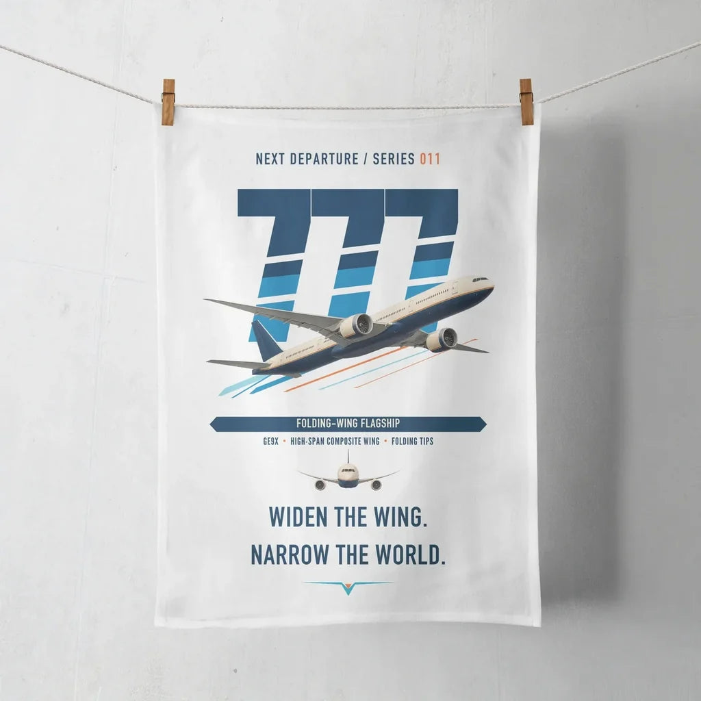 Boeing 777-9 design on white towel