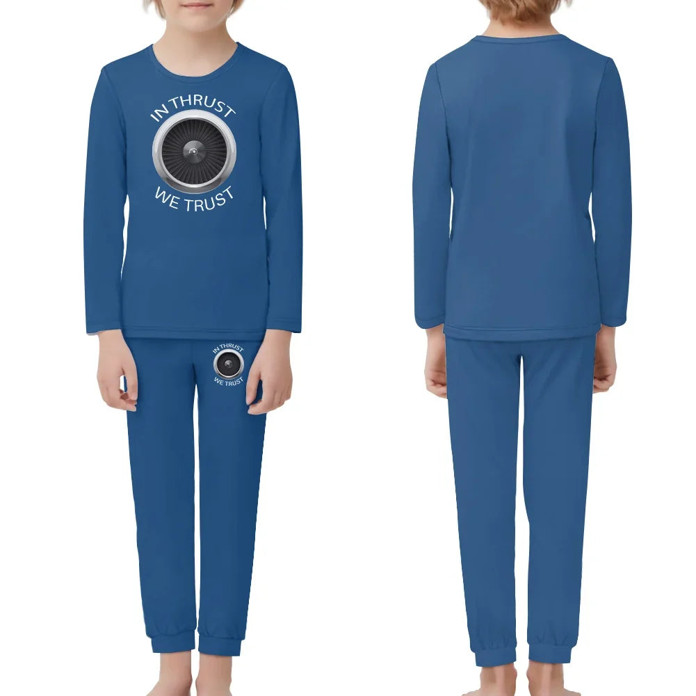 In Thrust We Trust children pajamas - Blue