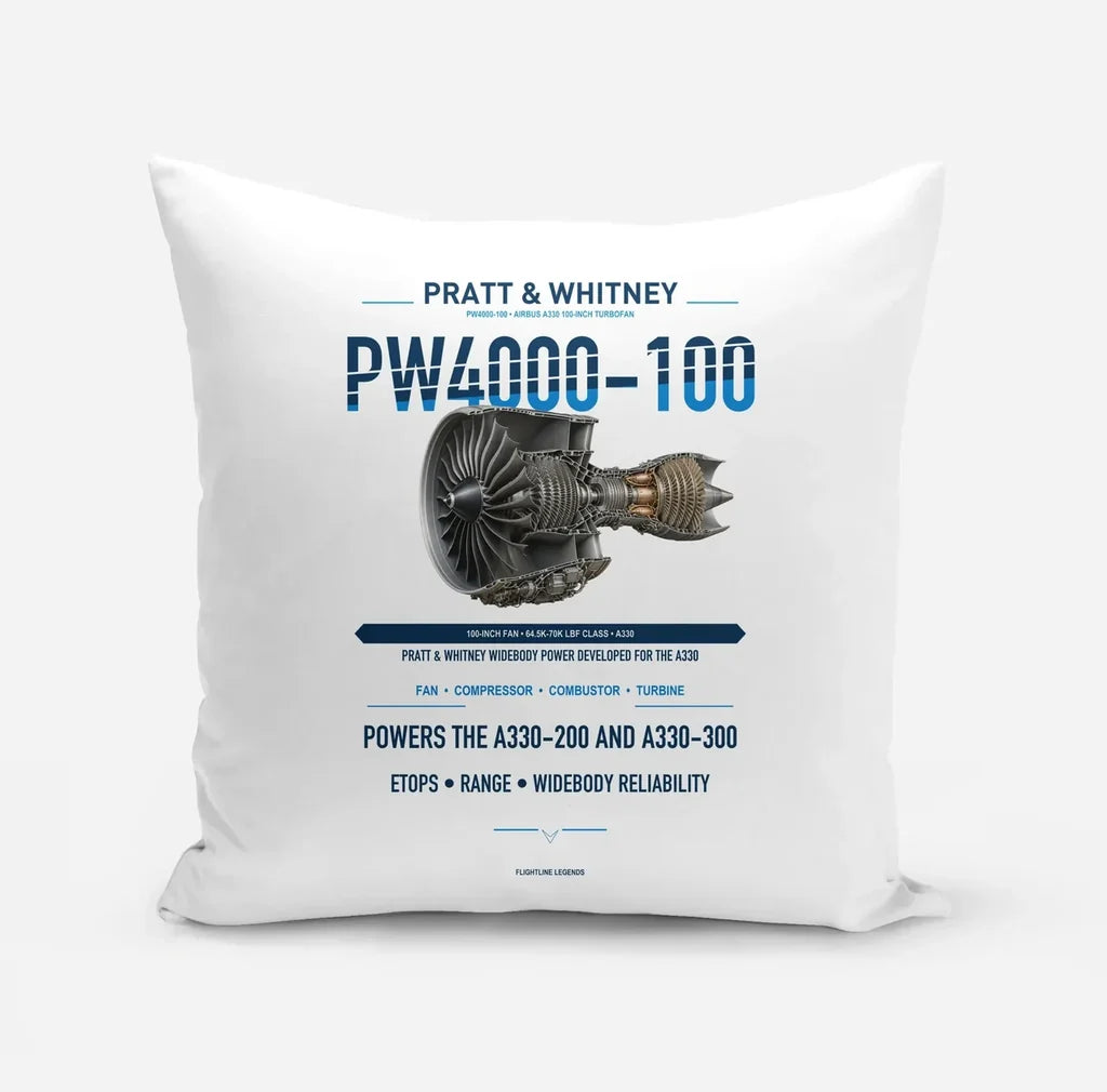 PW4000-100 design on white pillow