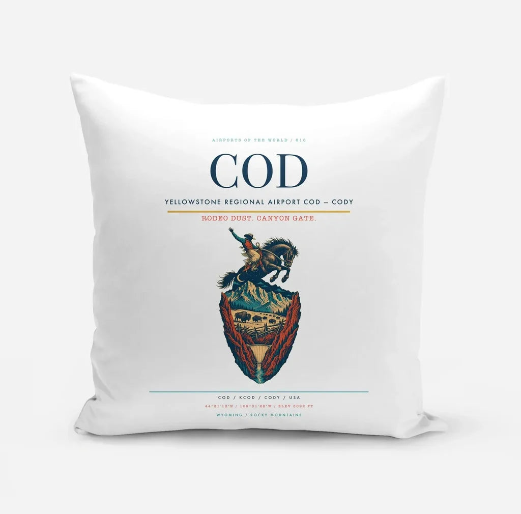 Yellowstone Regional Airport (COD) design on white pillow