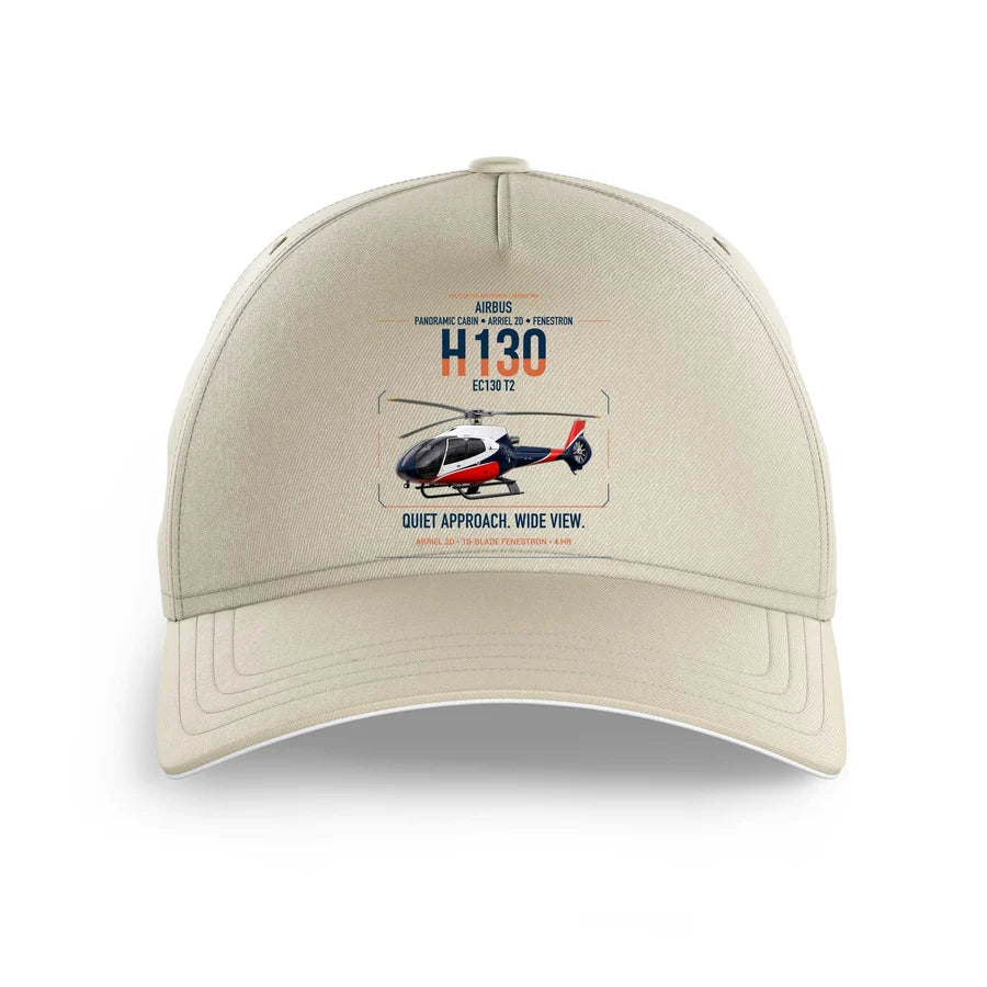 Airbus H130 design on beige printed hat