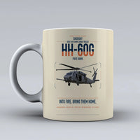 Thumbnail for Sikorsky HH-60G Pave Hawk design on beige ceramic mug, double-side print