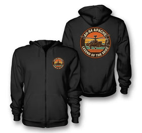 Retro Apache AH-64 Zipped Hoodies