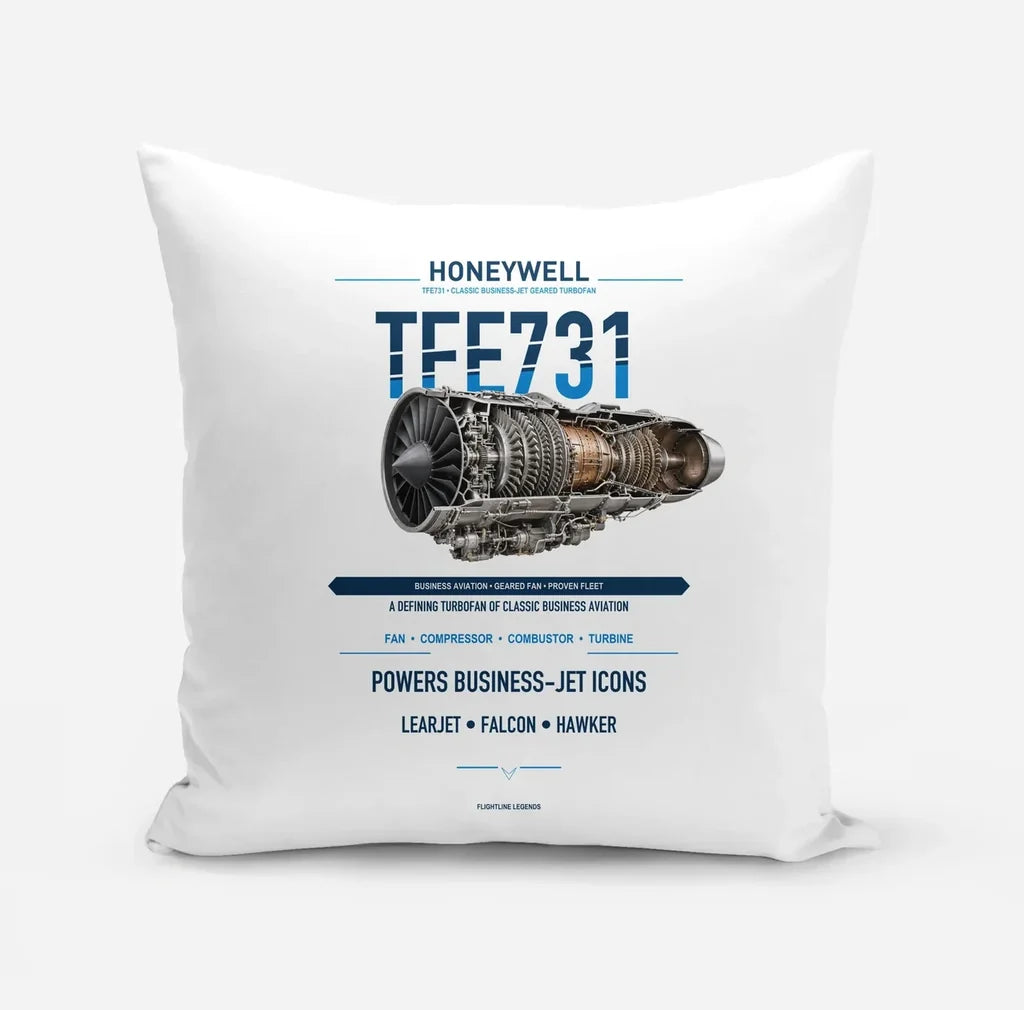 TFE731 design on white pillow