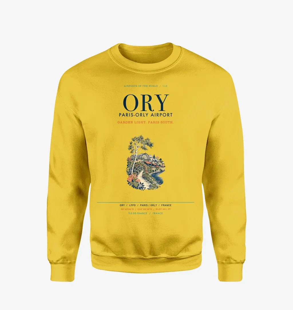 Paris-Orly Airport (ORY) design on yellow sweatshirt