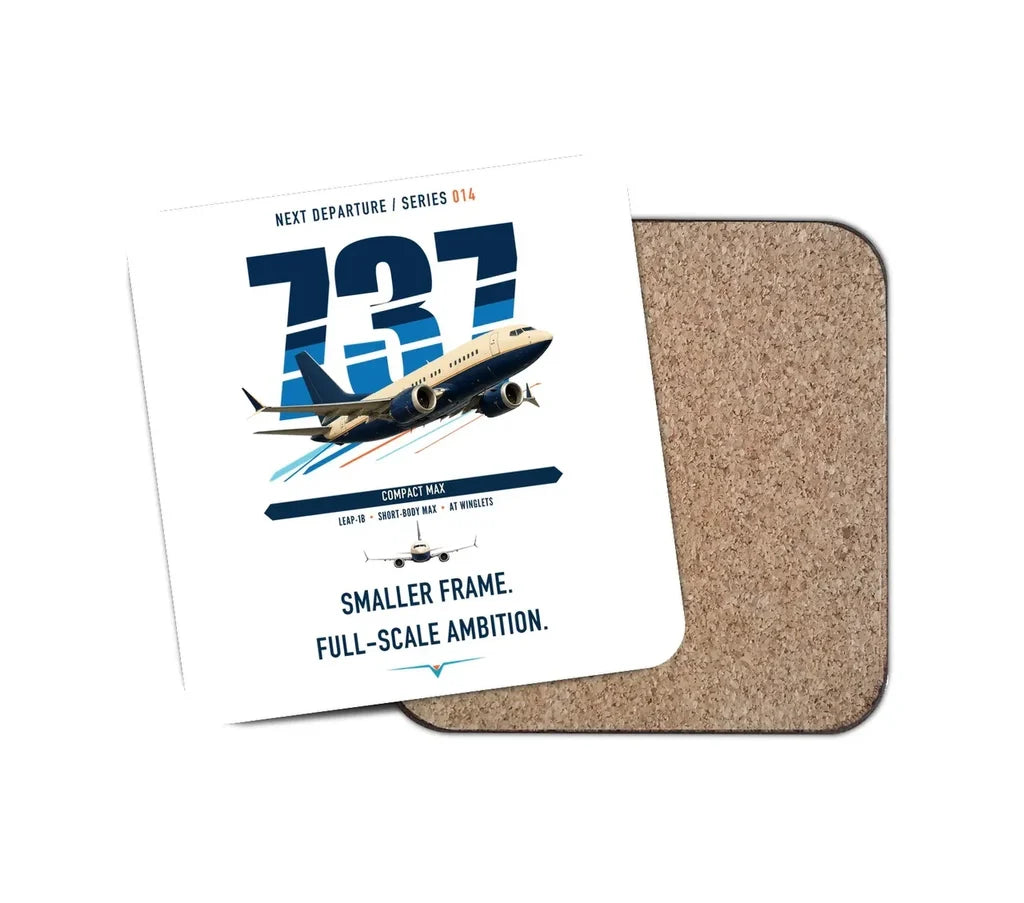 Boeing 737 MAX 7 design on white 1 piece coaster