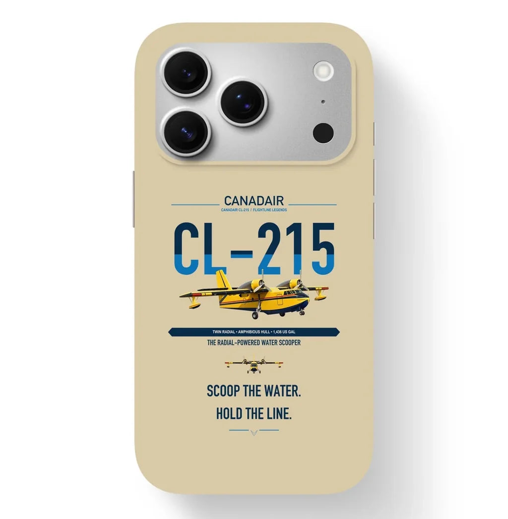 Canadair CL-215 design on beige magsafe iphone case, for iPhone 17 Pro